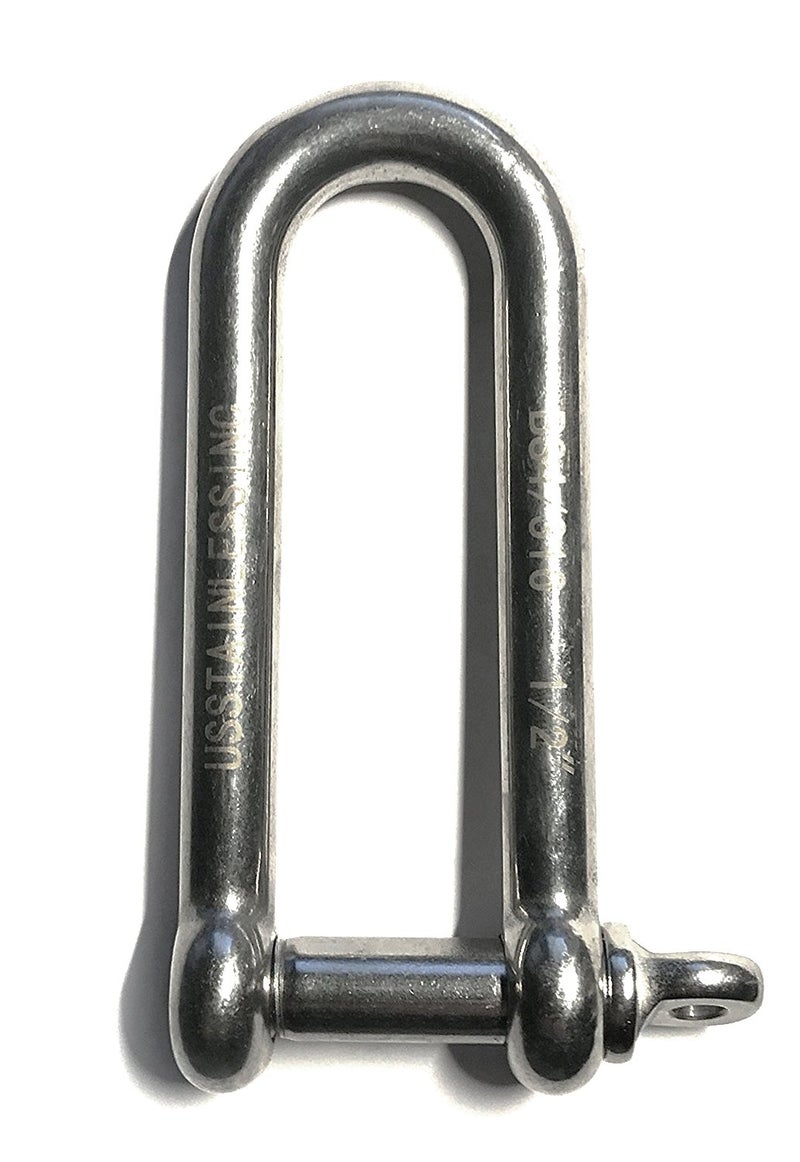 US STAINLESS Stainless Steel 316 Long D Shackle 1/2" (12mm) Marine Grade Dee - Image 1